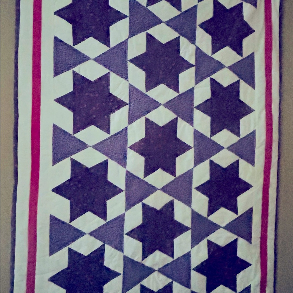 Quilted handcrafted wall hanging purple stars